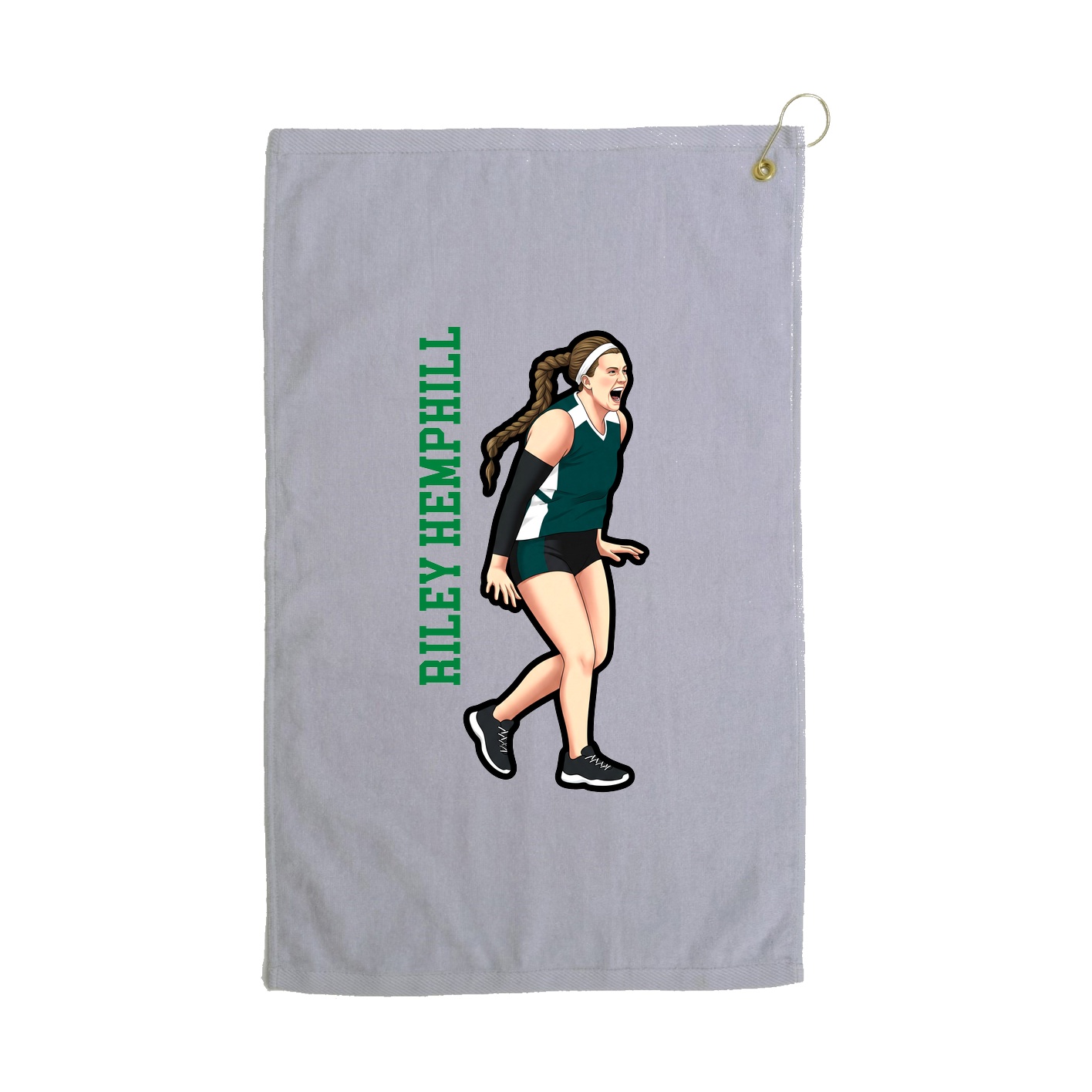 Golf Towel — Name Vertical in Grey
