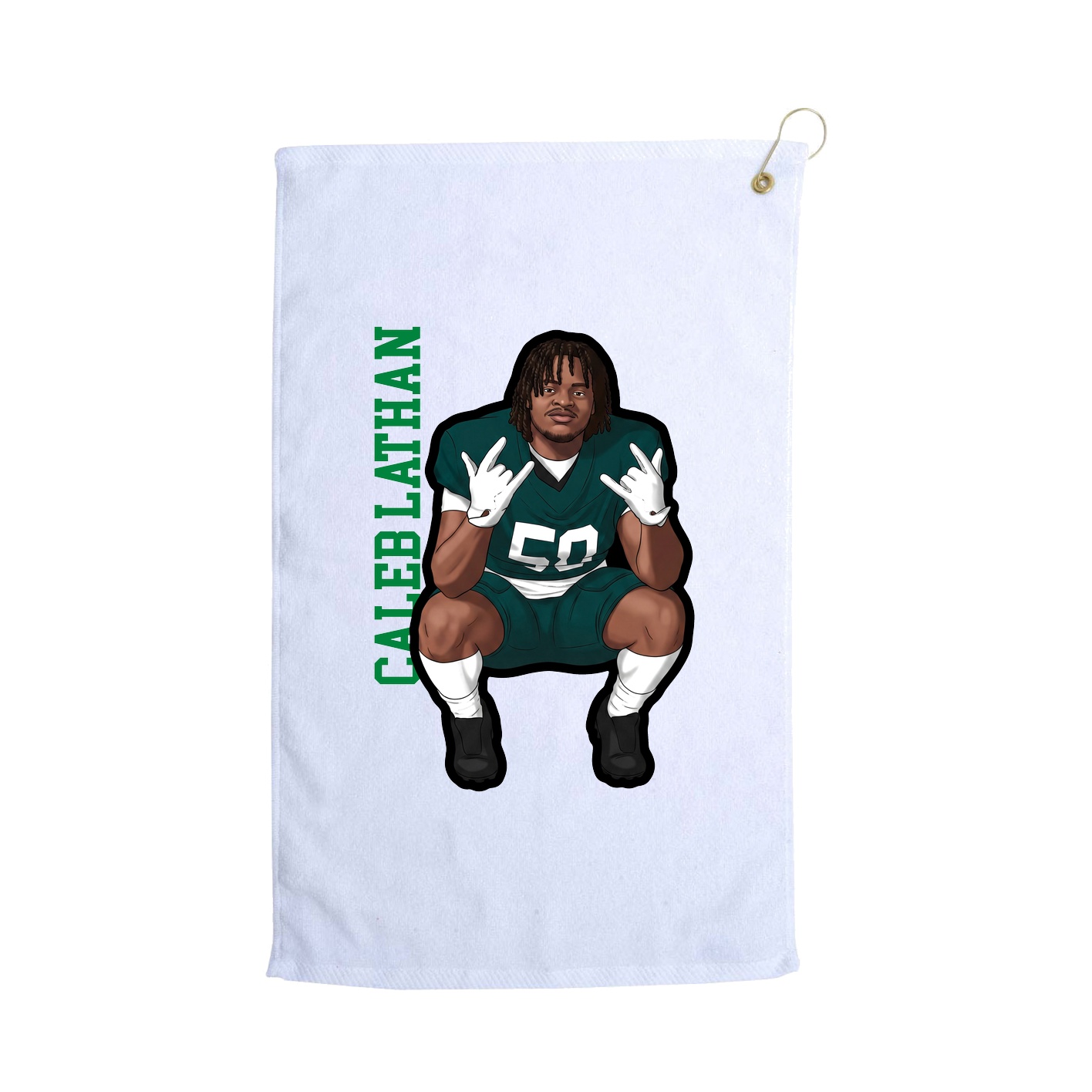 Golf Towel — Name Vertical in White