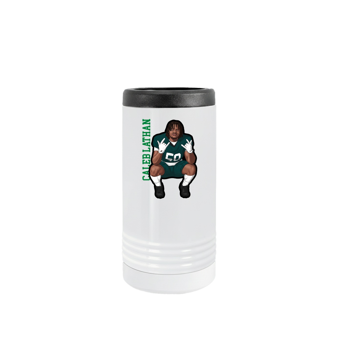 Slim Beverage Holder — Name Vertical in White