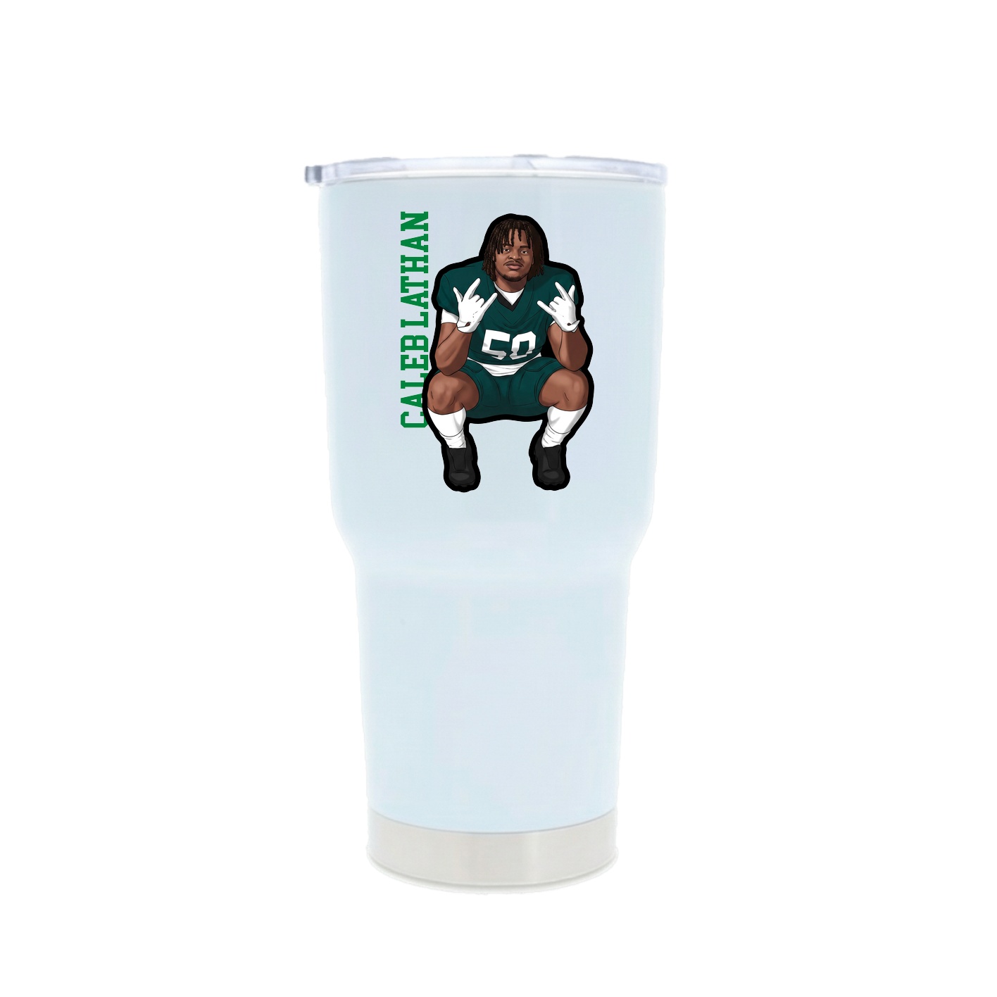 30oz Stainless Steel Tumbler — Name Vertical in White
