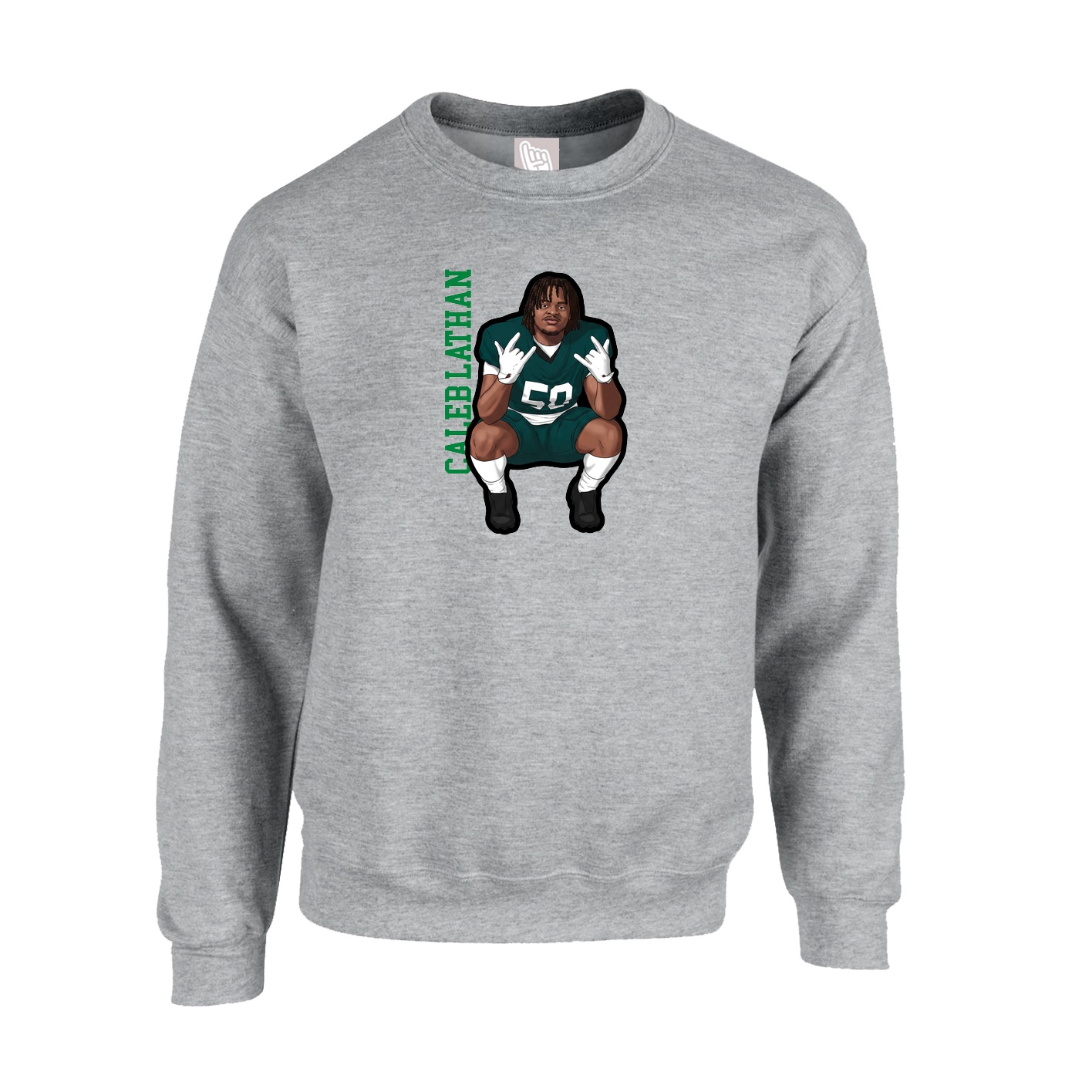 Fleece Crew — Name Vertical in Grey