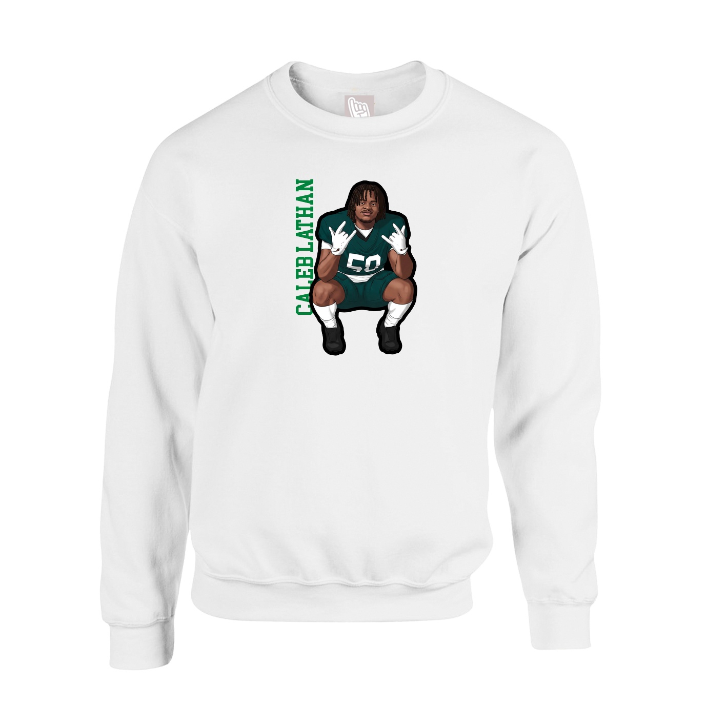 Fleece Crew — Name Vertical in White