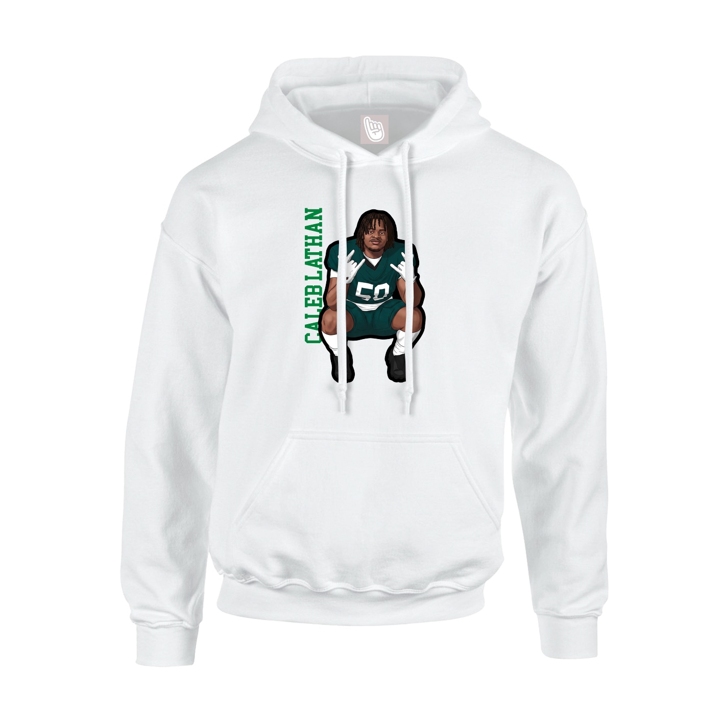 Youth Hoodie — Name Vertical in White