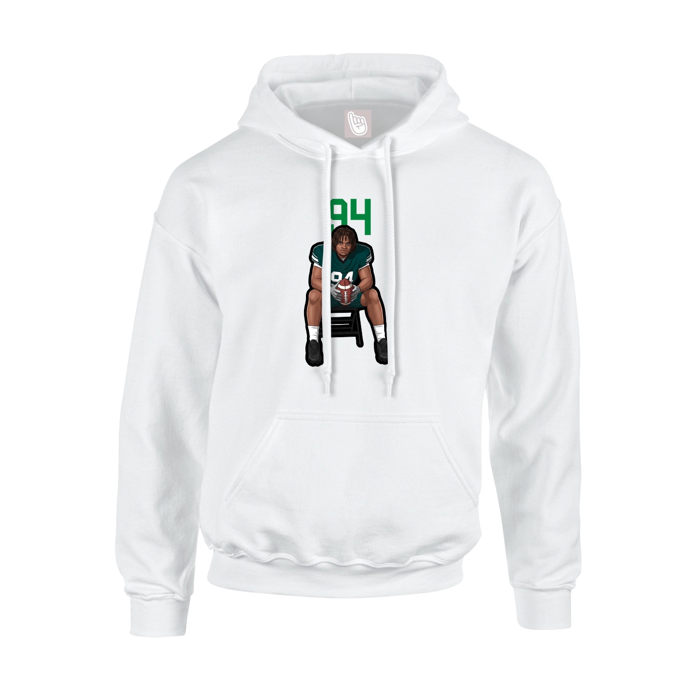Youth Hoodie — Number Top in White