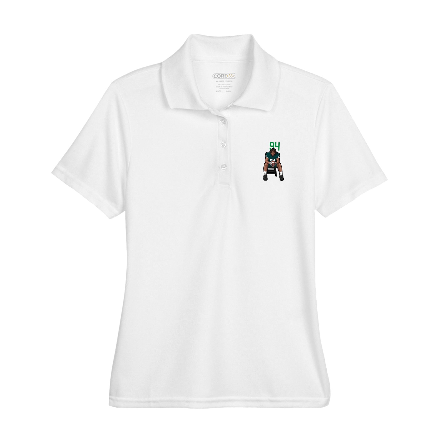Womens Performance Polo — Number Top in White