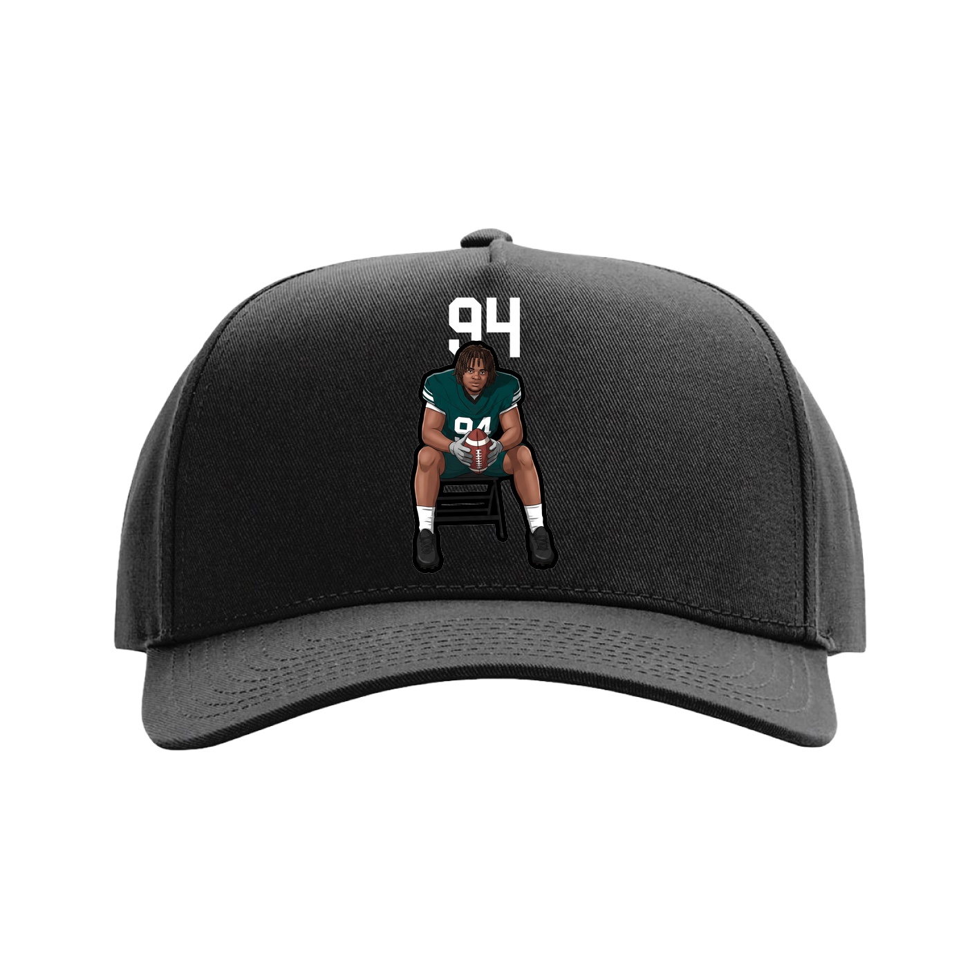 Full Fabric Five-Panel Champ Cap — Number Top in Black