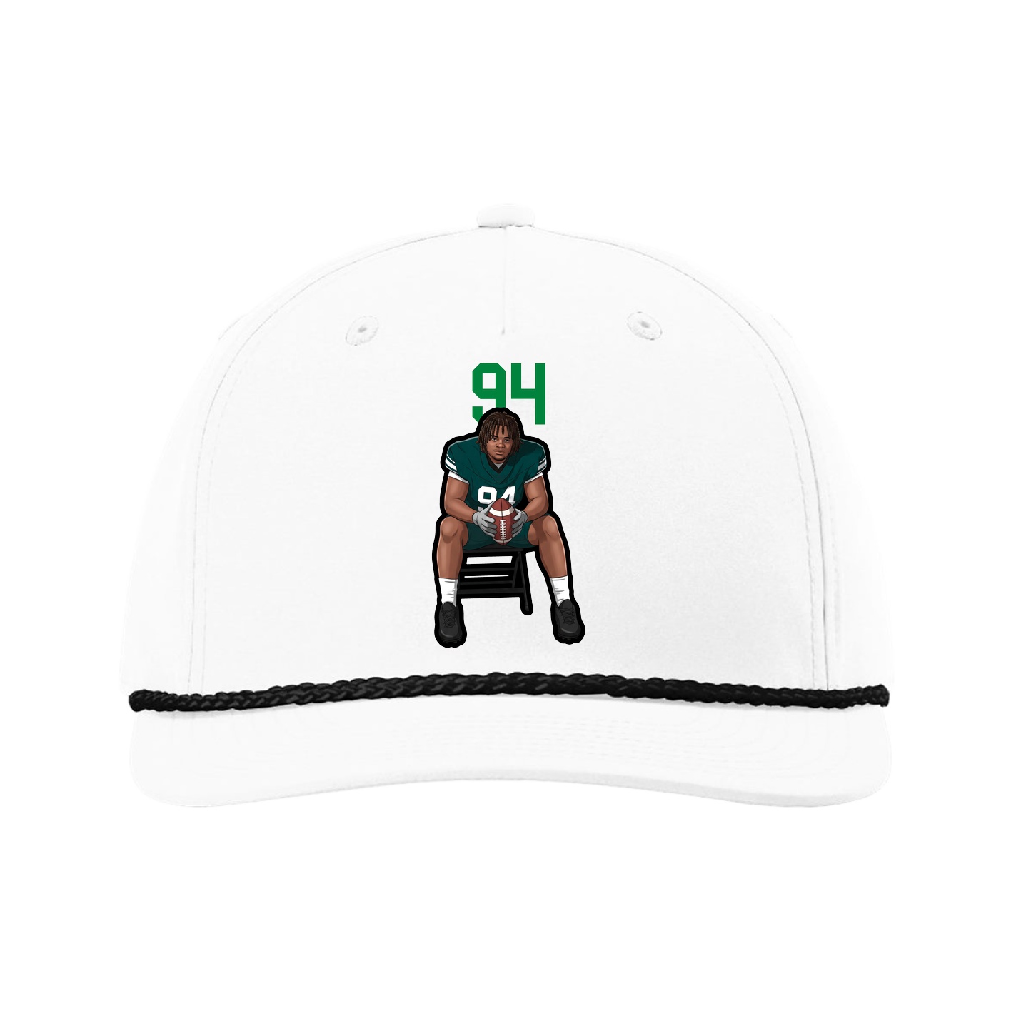 Five-Panel Classic Rope Cap — Number Top in White