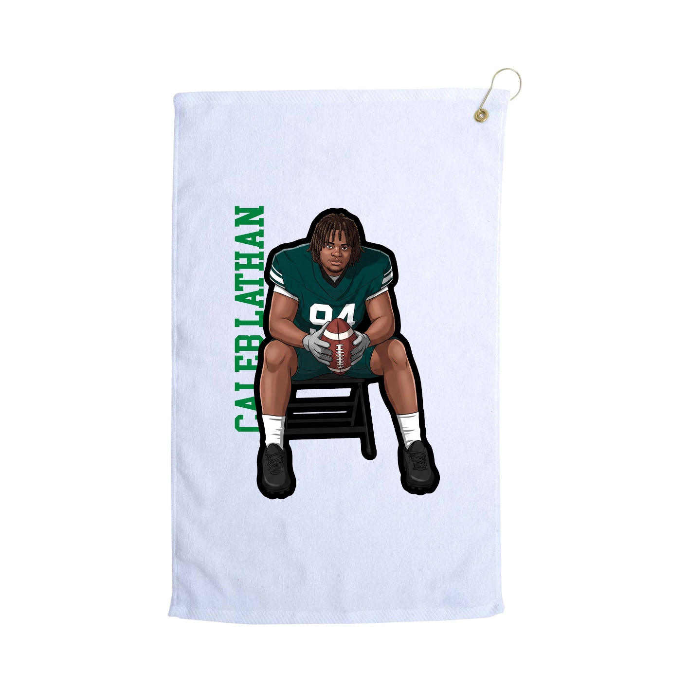 Golf Towel — Name Vertical in White