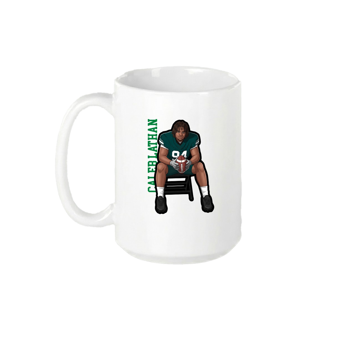 15oz Coffee Mug — Name Vertical in White