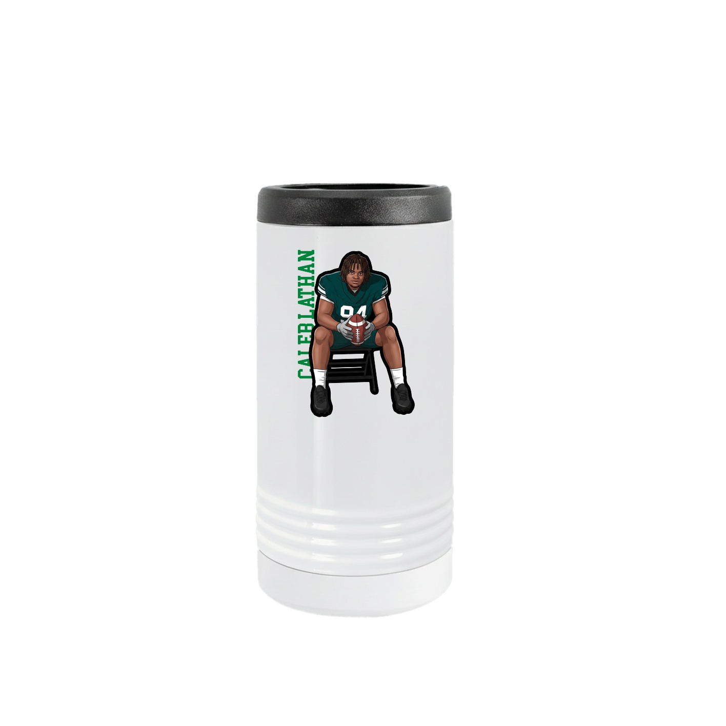 Slim Beverage Holder — Name Vertical in White