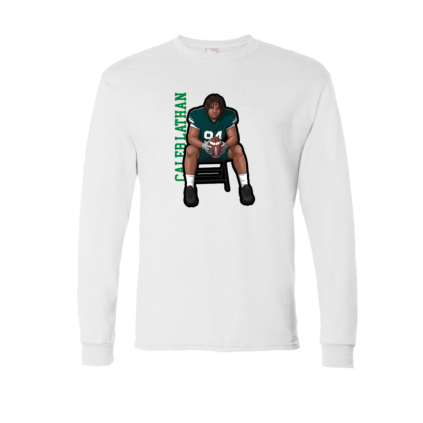 Long Sleeve Tee — Name Vertical in White
