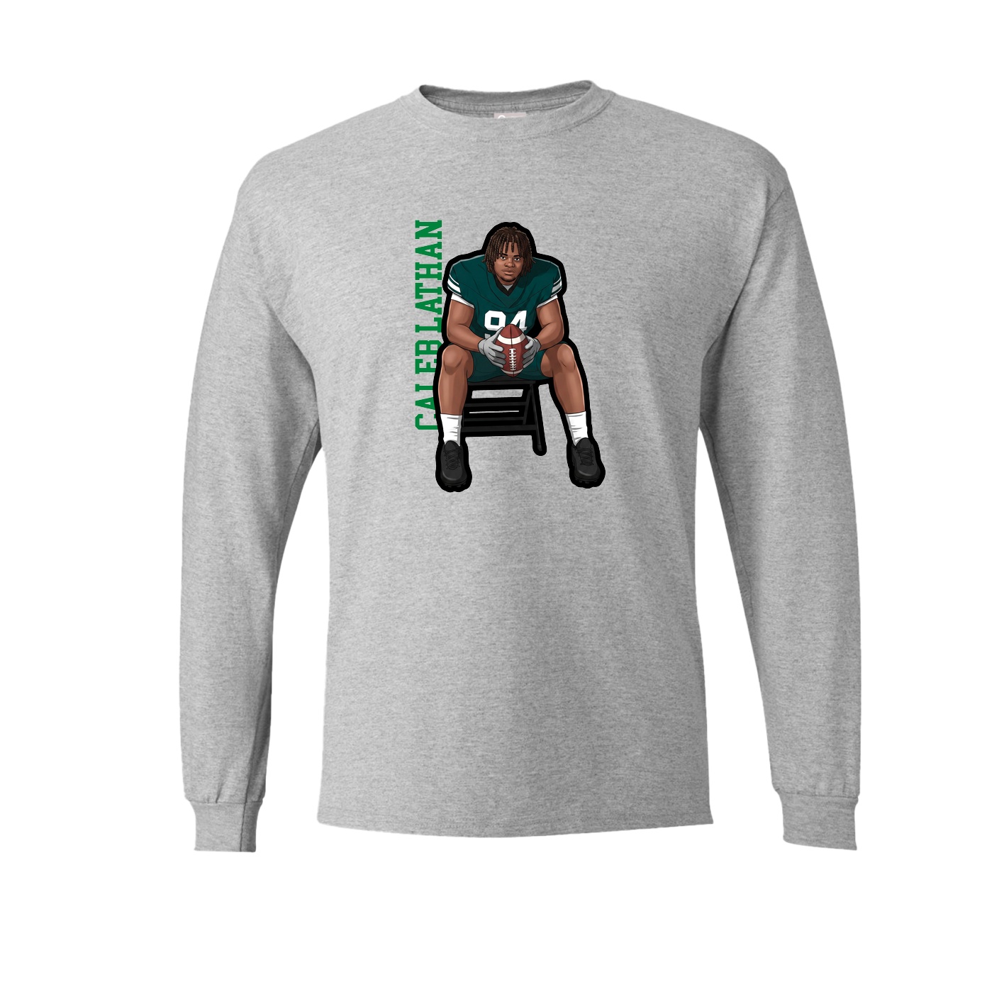 Long Sleeve Tee — Name Vertical in Grey