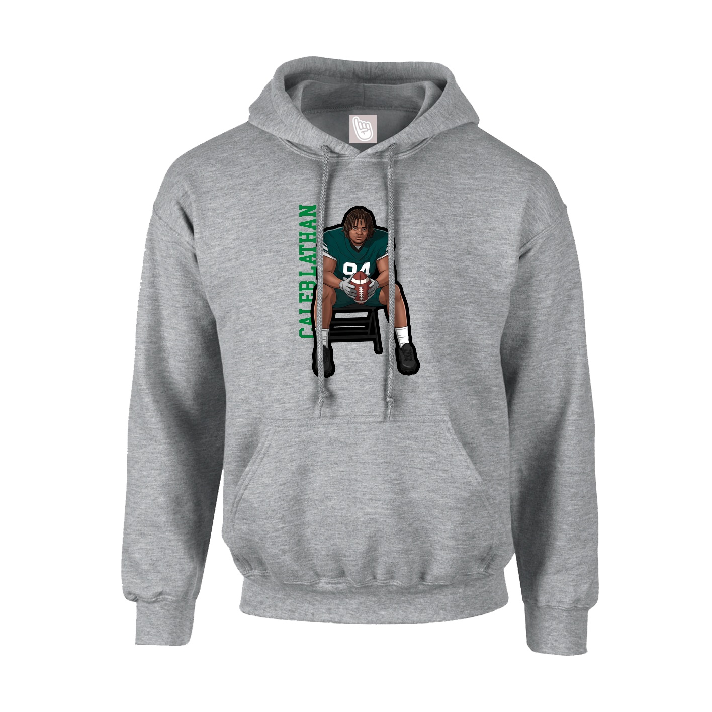 Hoodie — Name Vertical in Grey