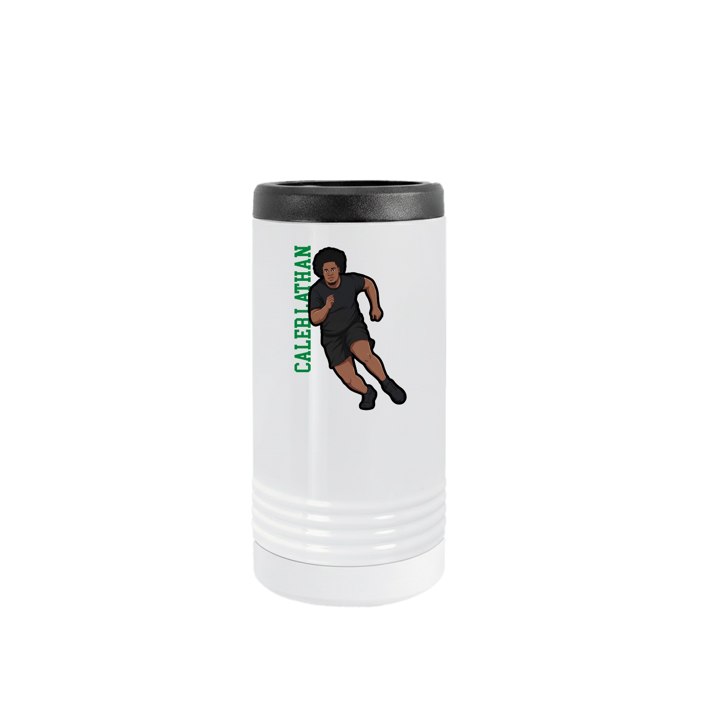 Slim Beverage Holder — Name Vertical in White