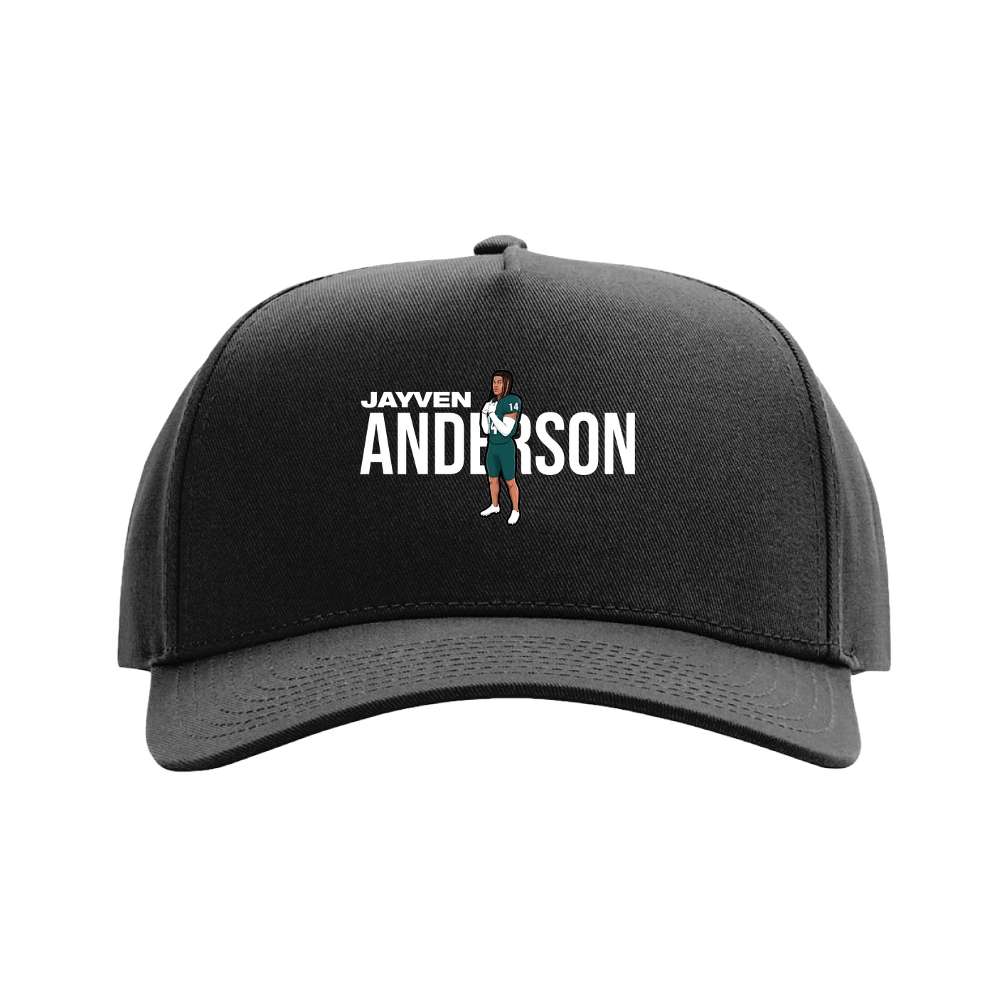 Full Fabric Five-Panel Champ Cap — Player Name in Black