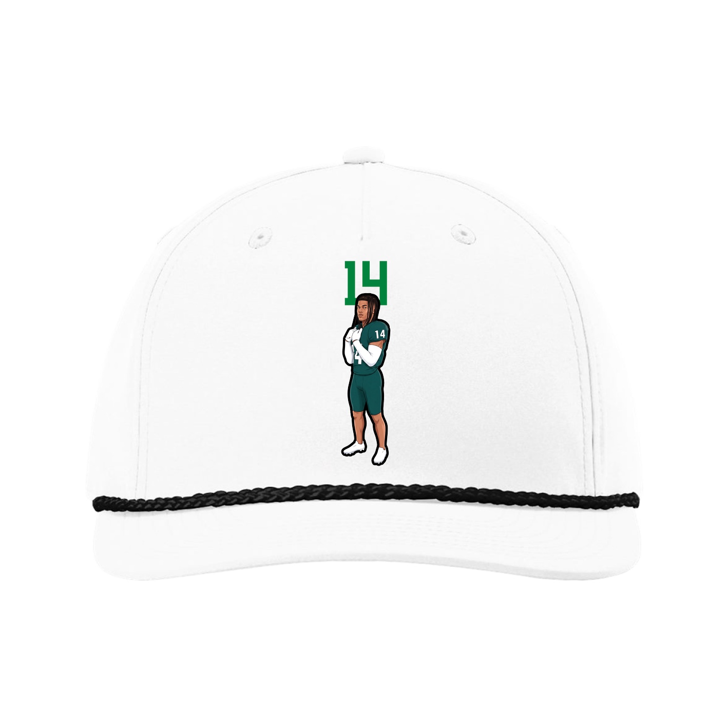 Five-Panel Classic Rope Cap — Number Top in White