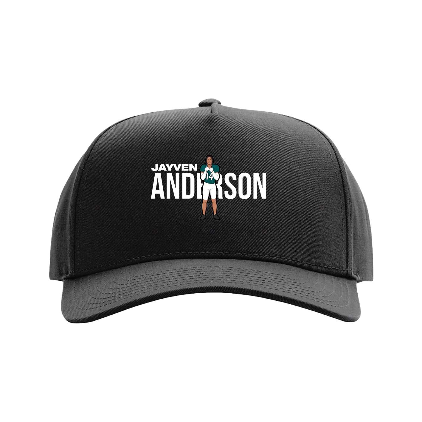 Full Fabric Five-Panel Champ Cap — Player Name in Black