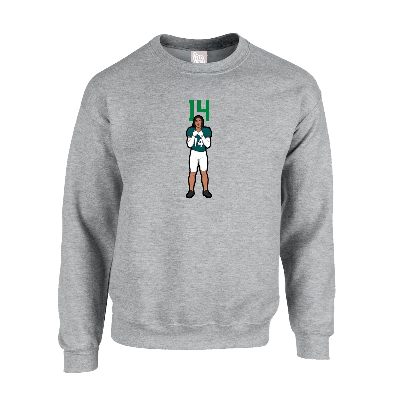 Fleece Crew — Number Top in Grey
