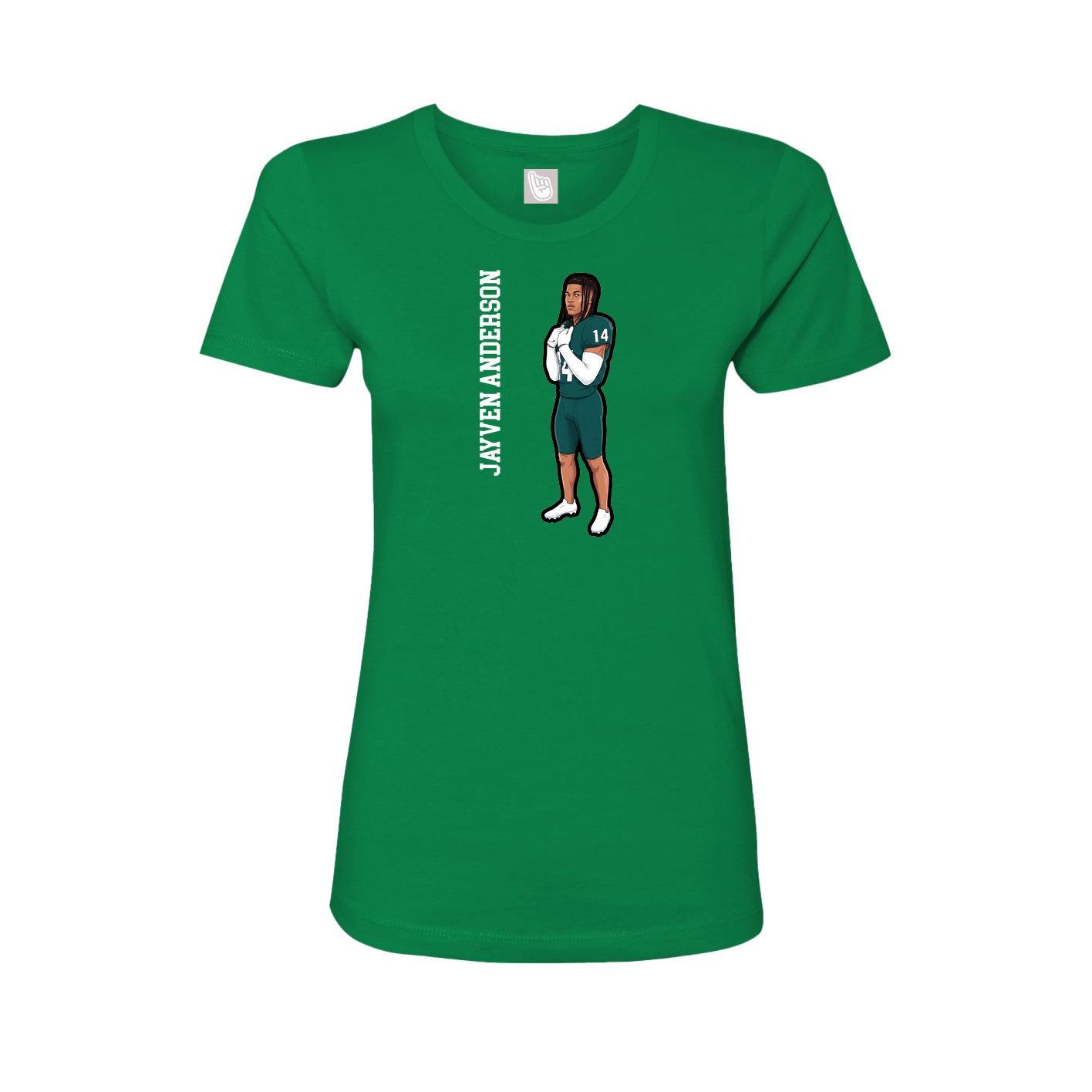 Fitted Women's Tee — Name Vertical in Green