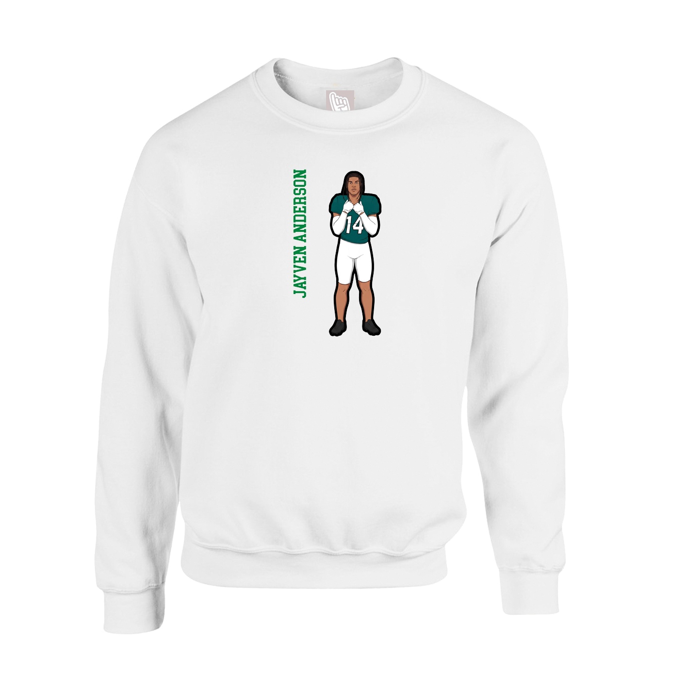 Fleece Crew — Name Vertical in White