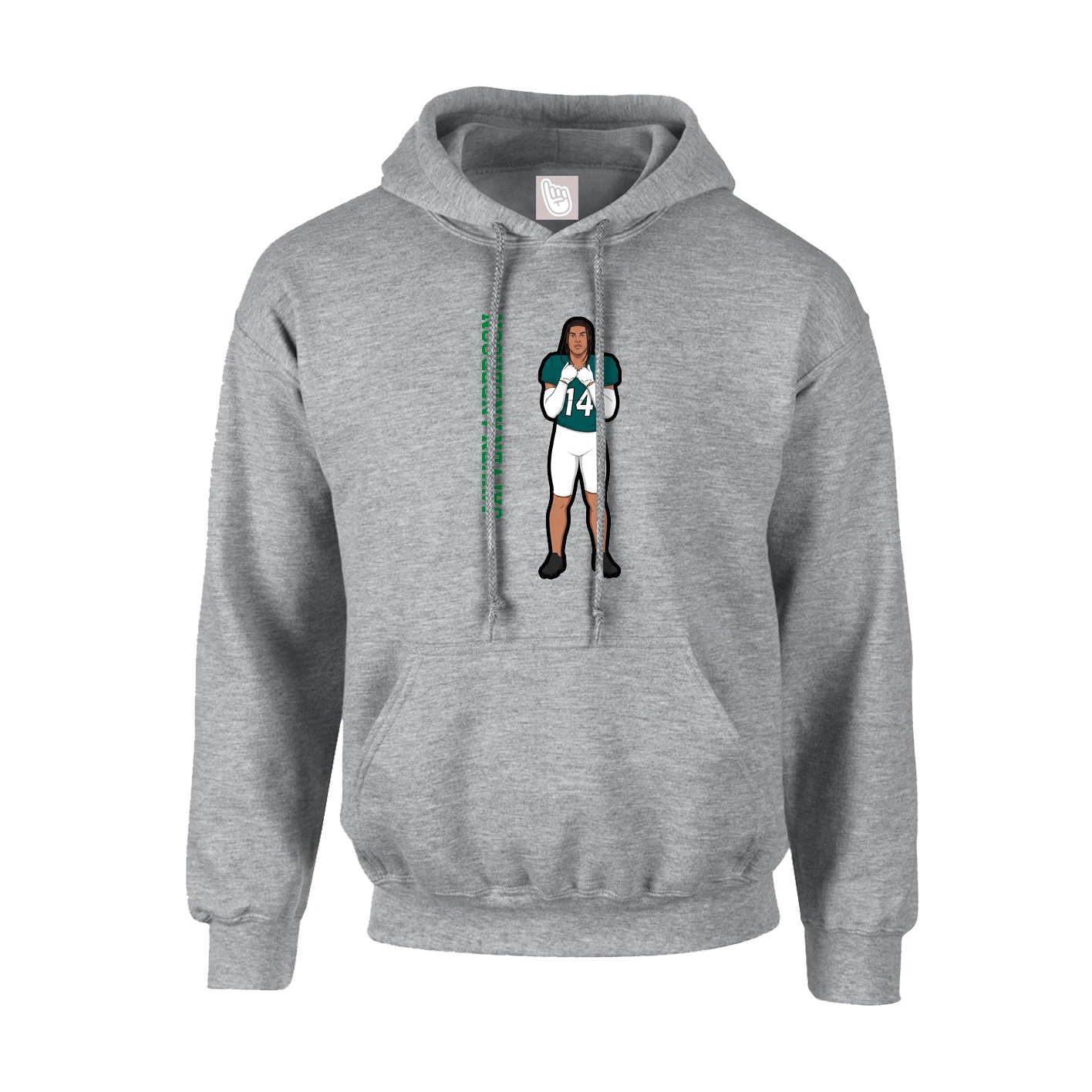 Youth Hoodie — Name Vertical in Grey