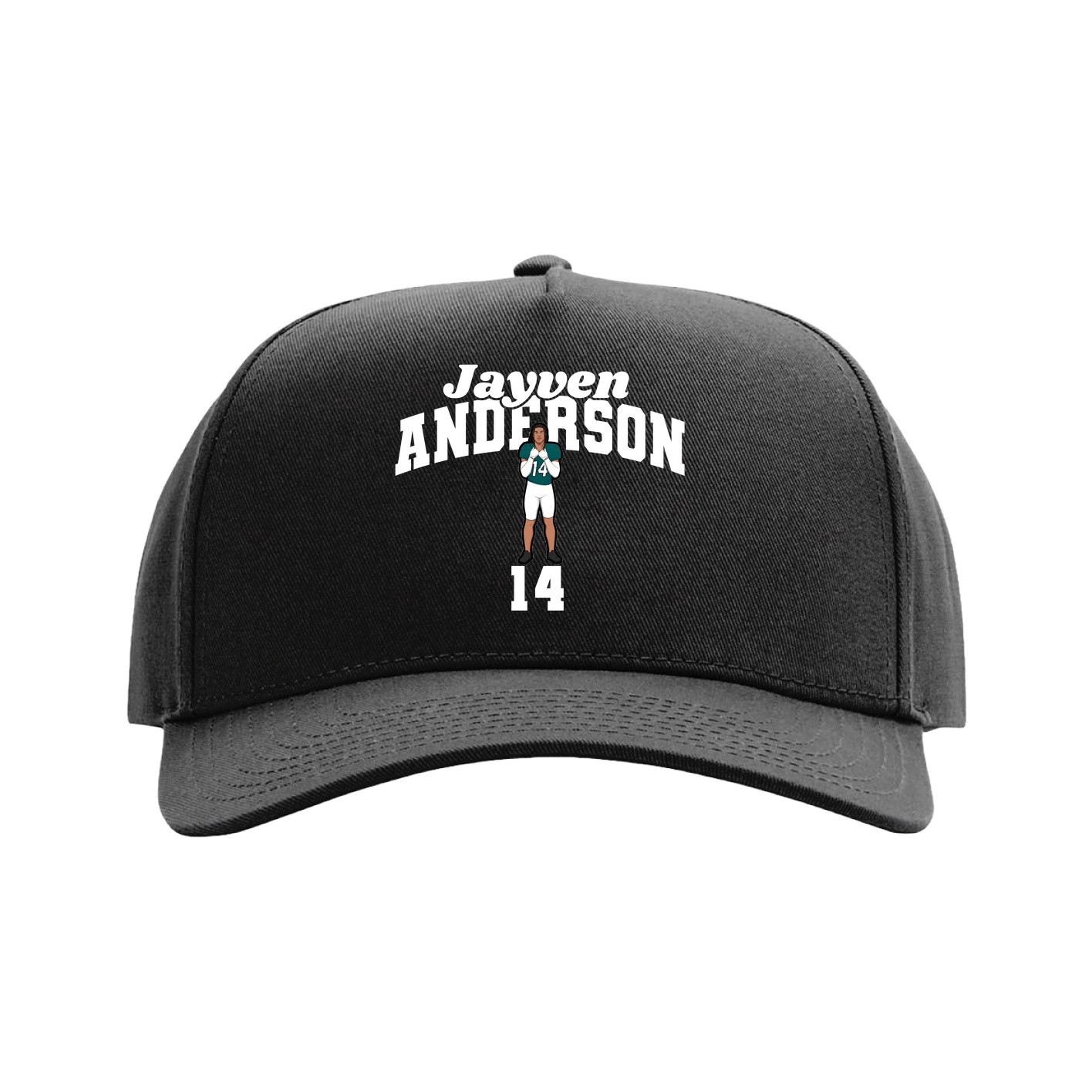 Full Fabric Five-Panel Champ Cap — Signature Arch in Black
