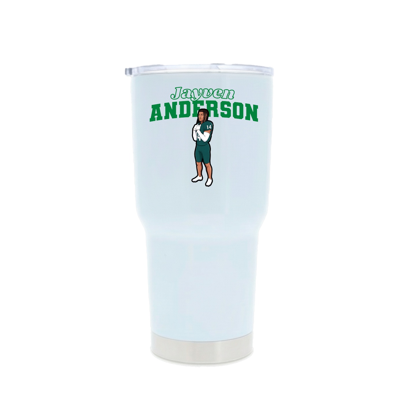 30oz Stainless Steel Tumbler — Name Arch in White