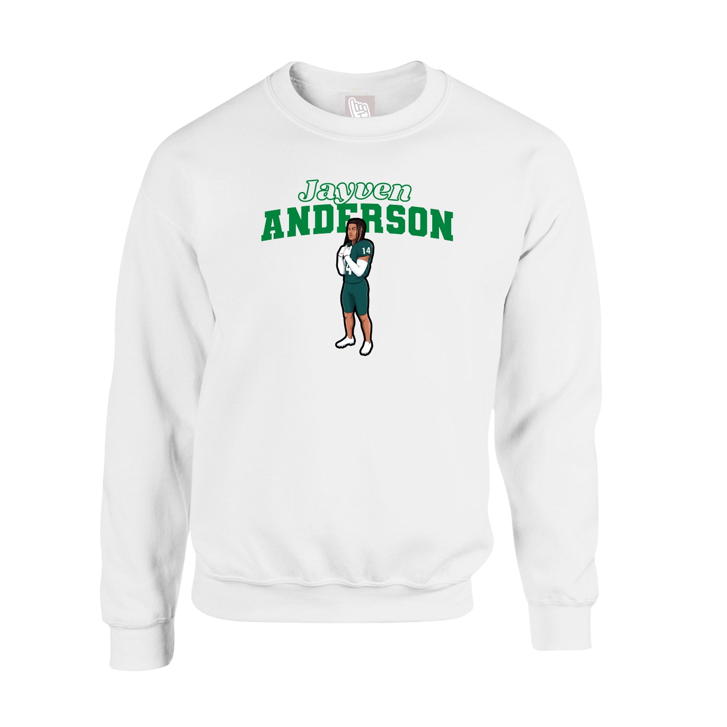 Fleece Crew — Name Arch in White