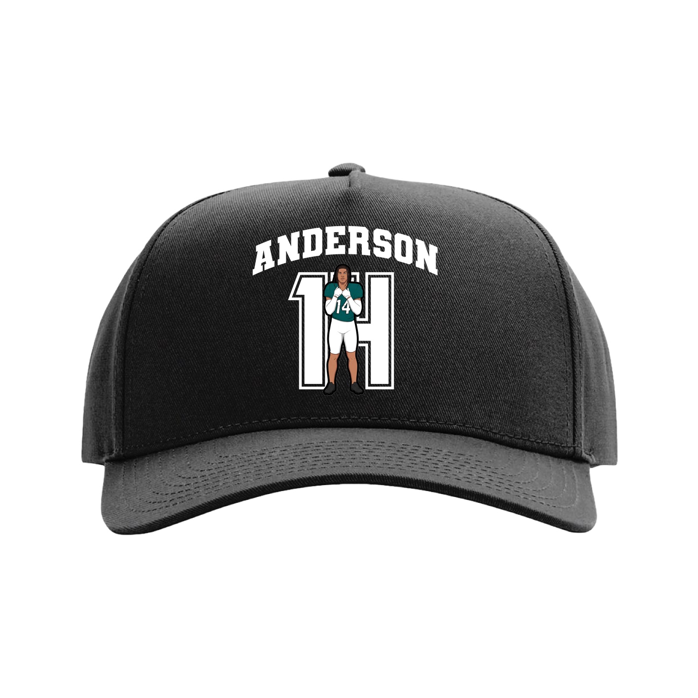 Full Fabric Five-Panel Champ Cap — Number in Black