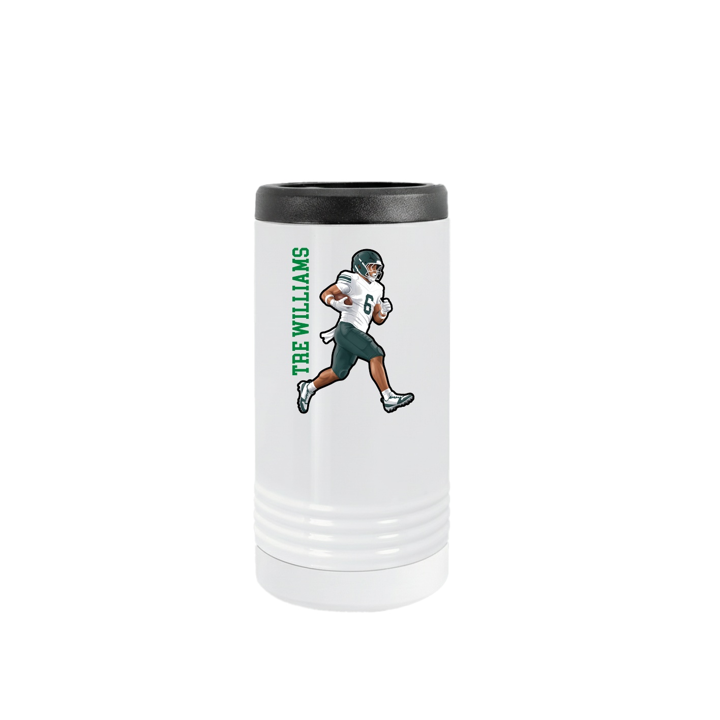 Slim Beverage Holder — Name Vertical in White