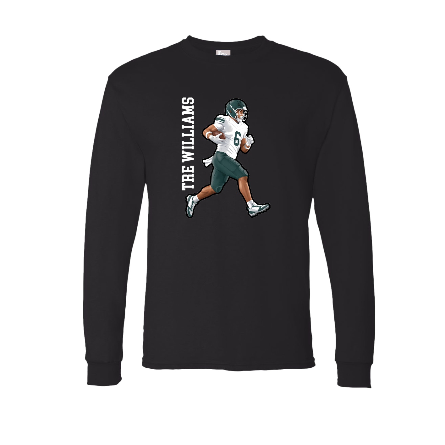 Long Sleeve Tee — Name Vertical in Black