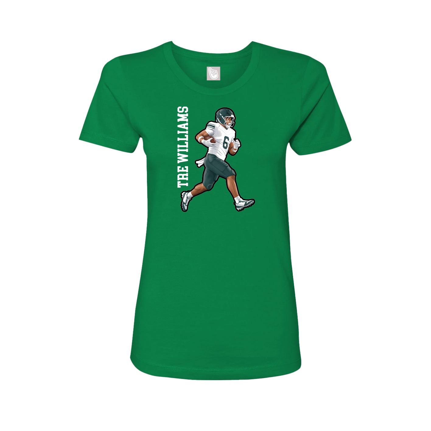 Fitted Women's Tee — Name Vertical in Green