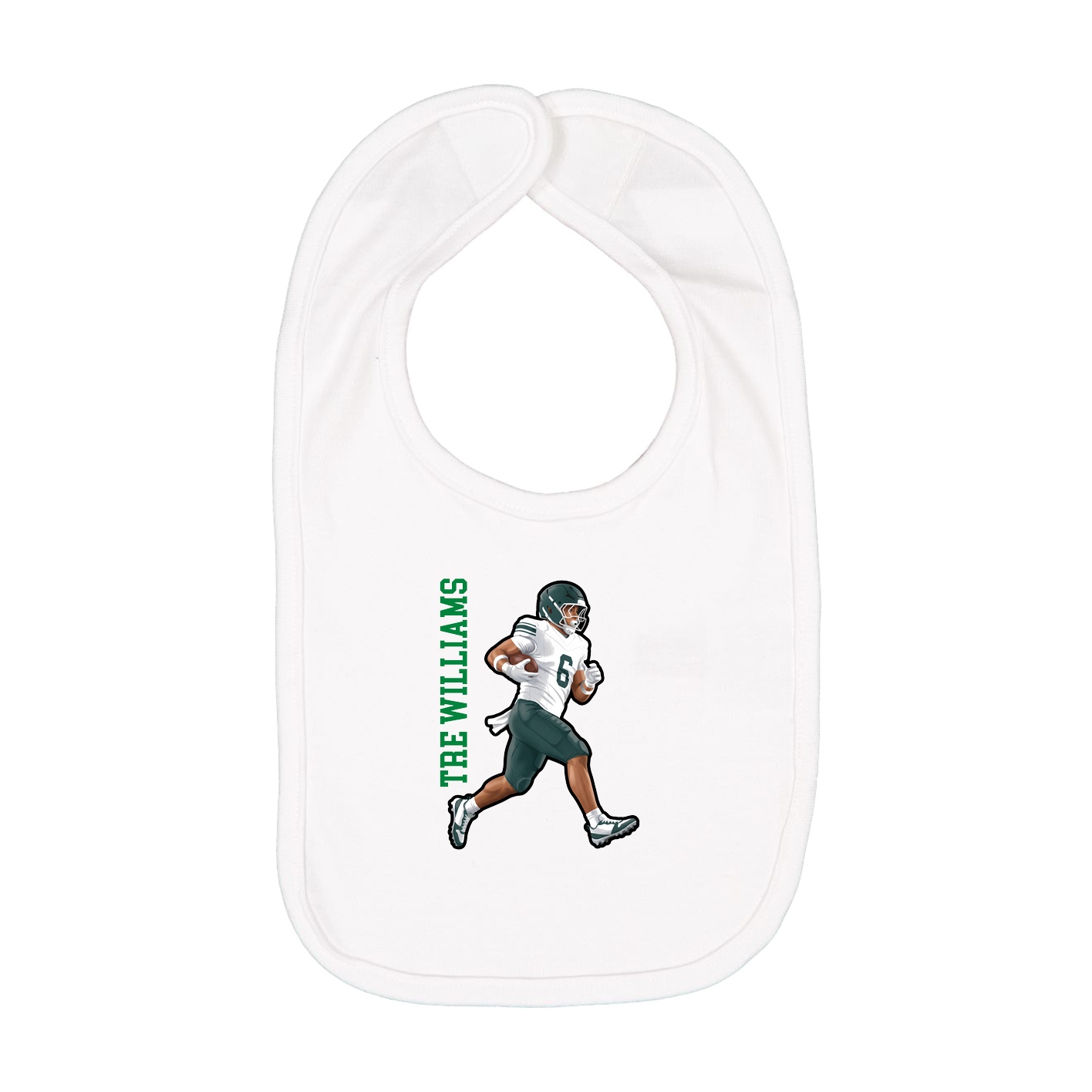 Infant Bib — Name Vertical in White