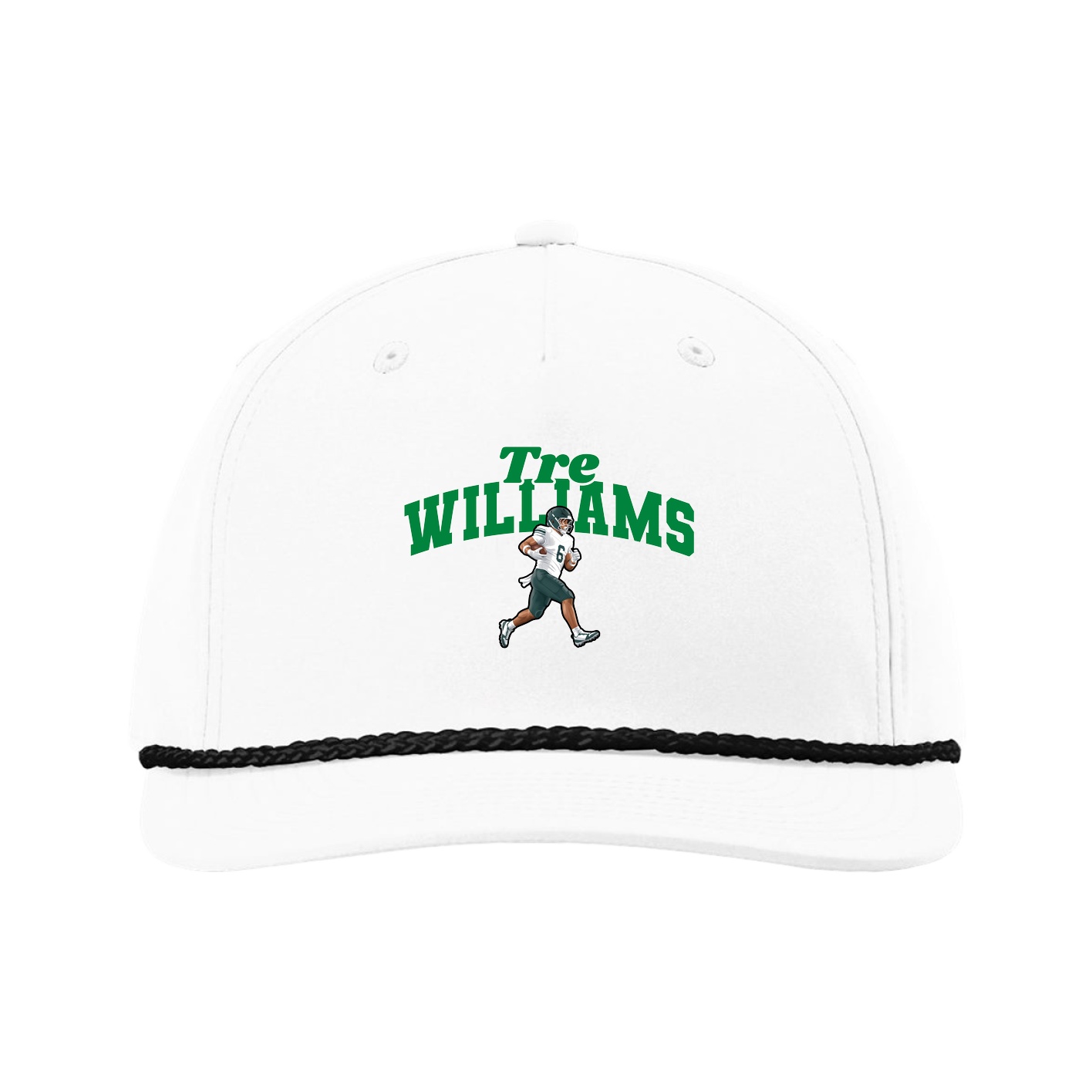 Five-Panel Classic Rope Cap — Signature Arch in White