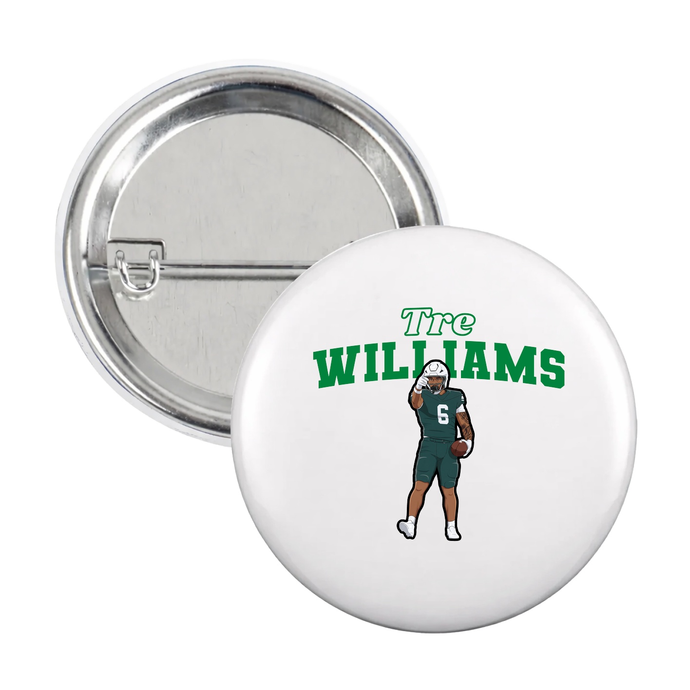 Game Day Button — Name Arch in White