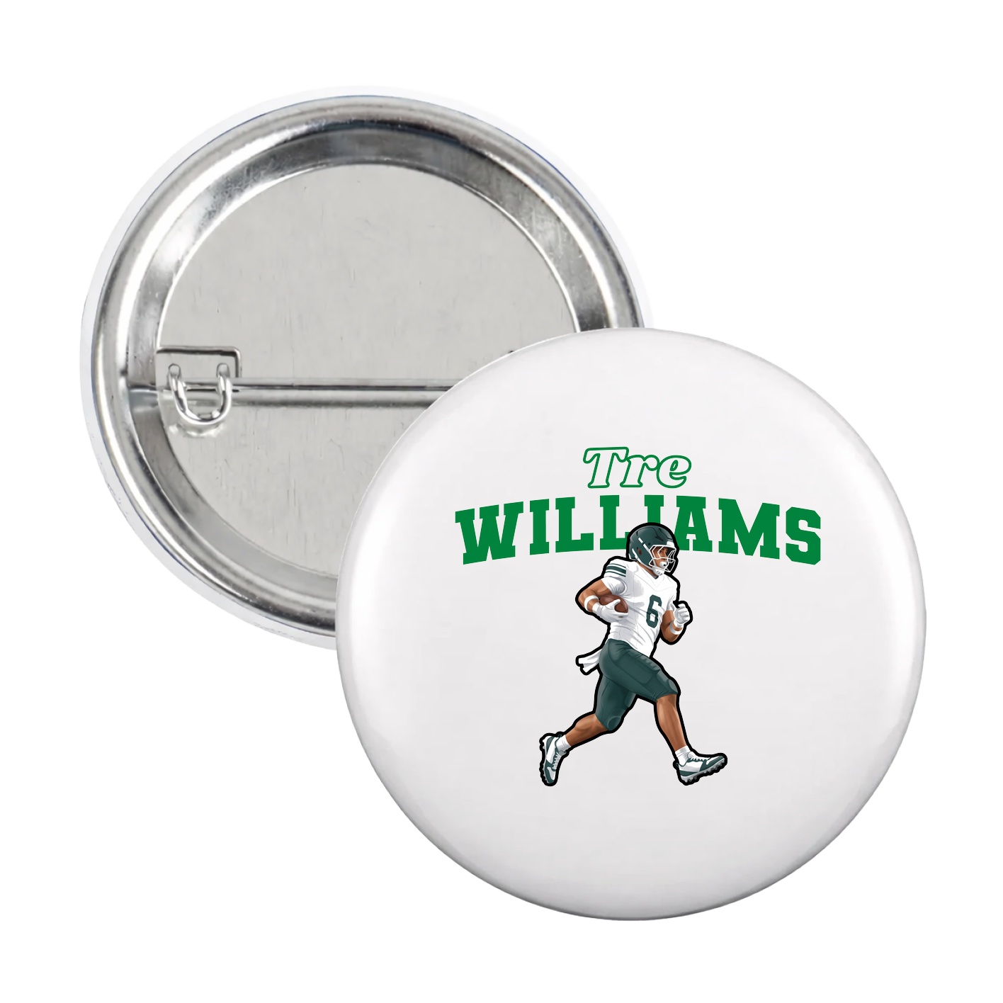 Game Day Button — Name Arch in White