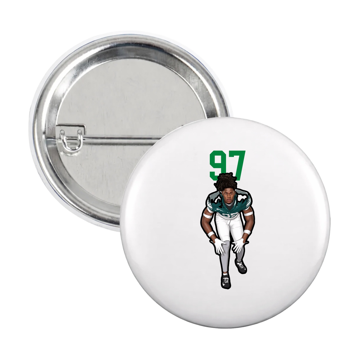 Game Day Button — Number Top in White