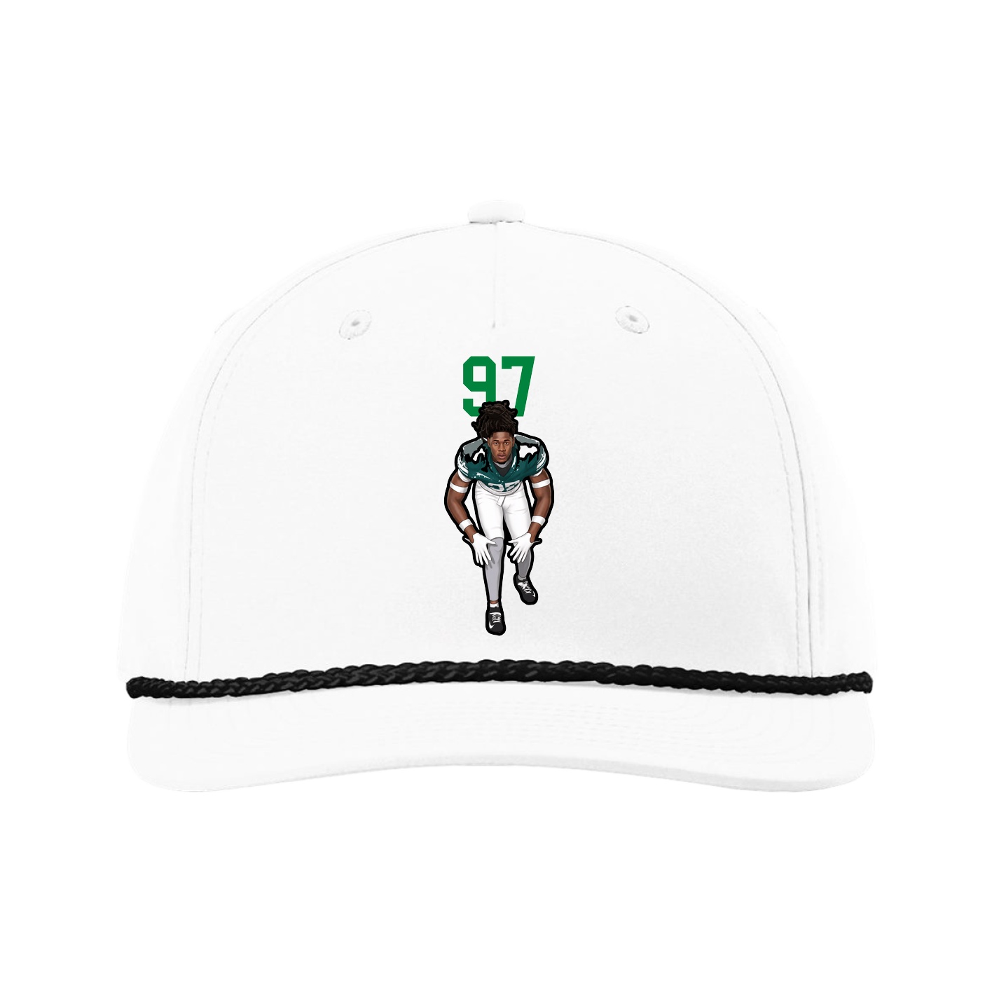 Five-Panel Classic Rope Cap — Number Top in White
