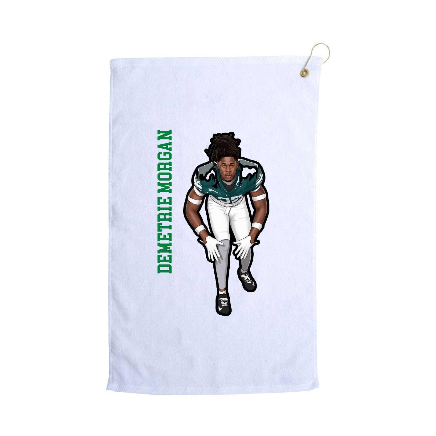 Golf Towel — Name Vertical in White
