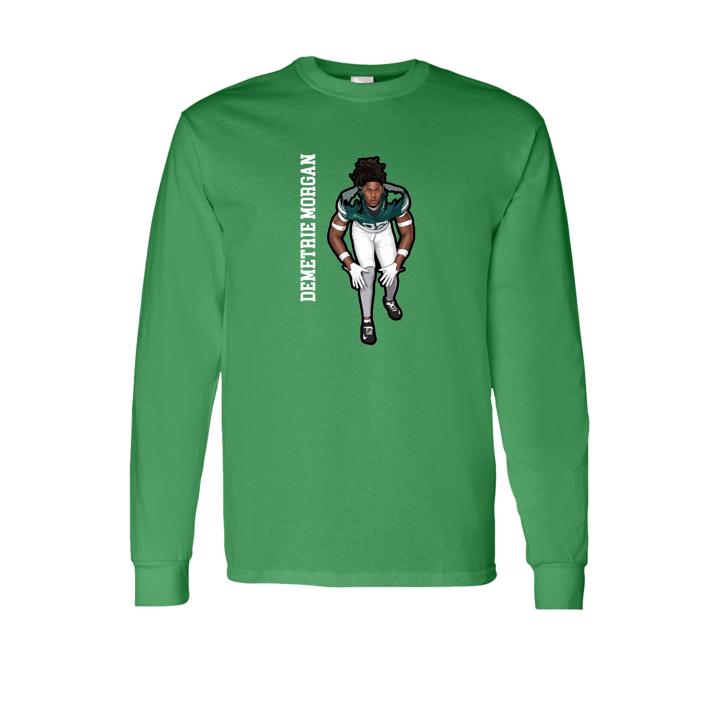 Long Sleeve Tee — Name Vertical in Green