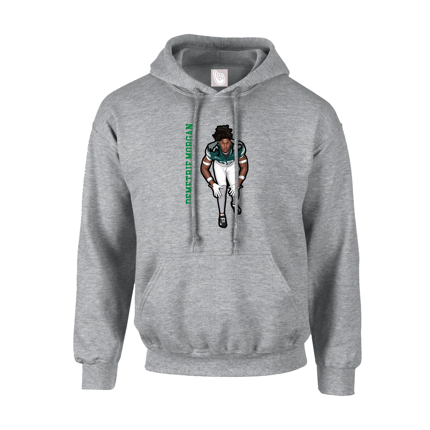 Youth Hoodie — Name Vertical in Grey