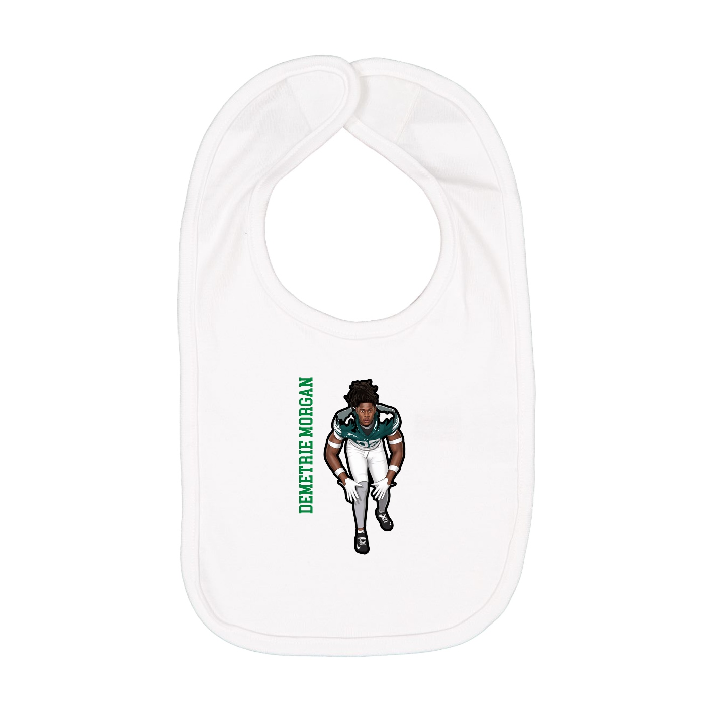 Infant Bib — Name Vertical in White