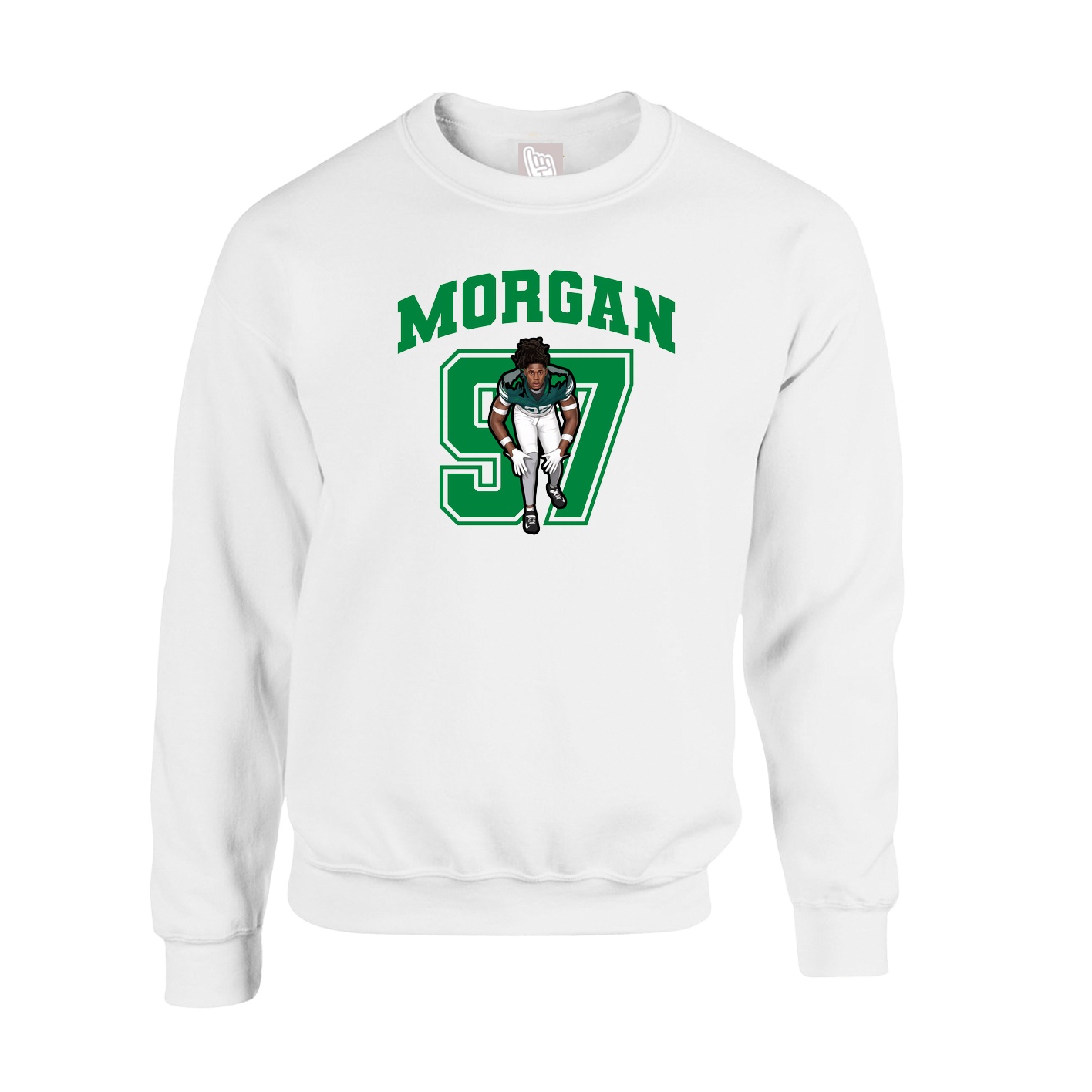 Fleece Crew — Number in White