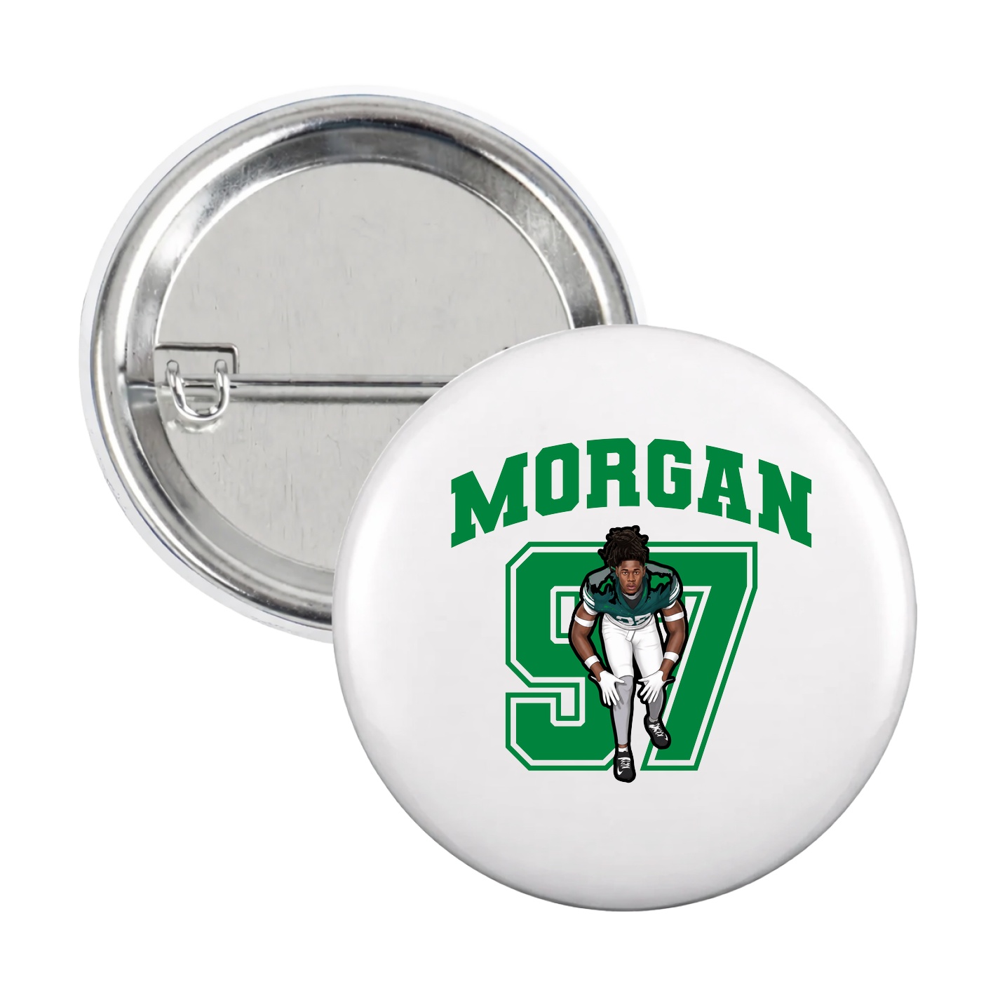 Game Day Button — Number in White