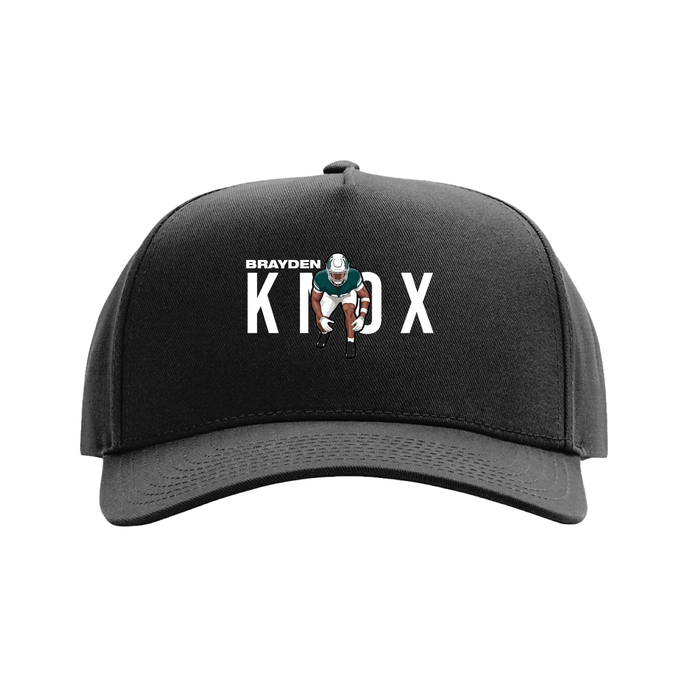 Full Fabric Five-Panel Champ Cap — Player Name in Black