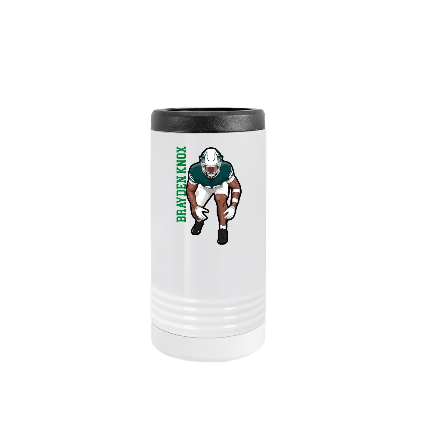 Slim Beverage Holder — Name Vertical in White