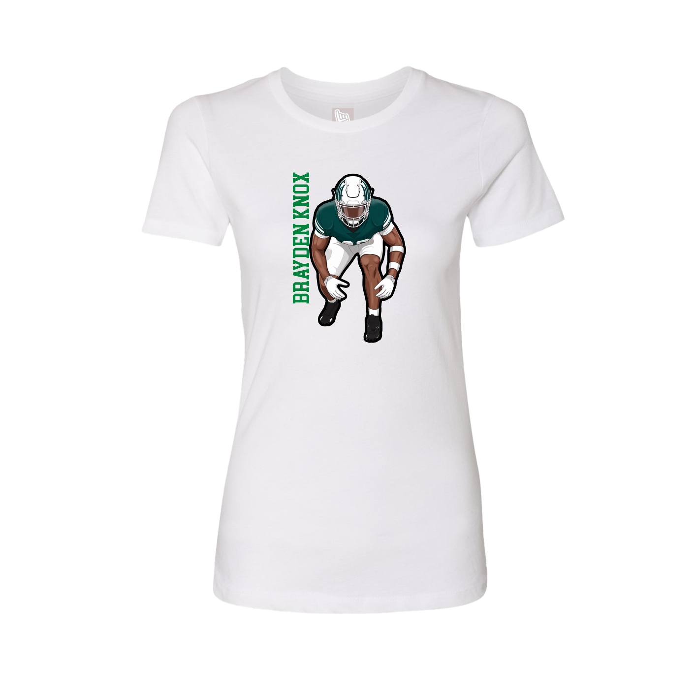 Fitted Women's Tee — Name Vertical in White