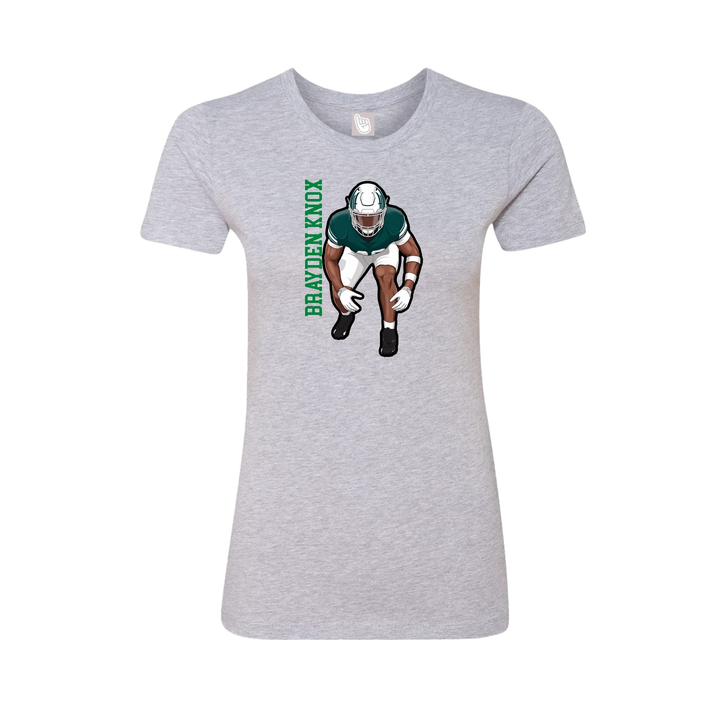 Fitted Women's Tee — Name Vertical in Grey