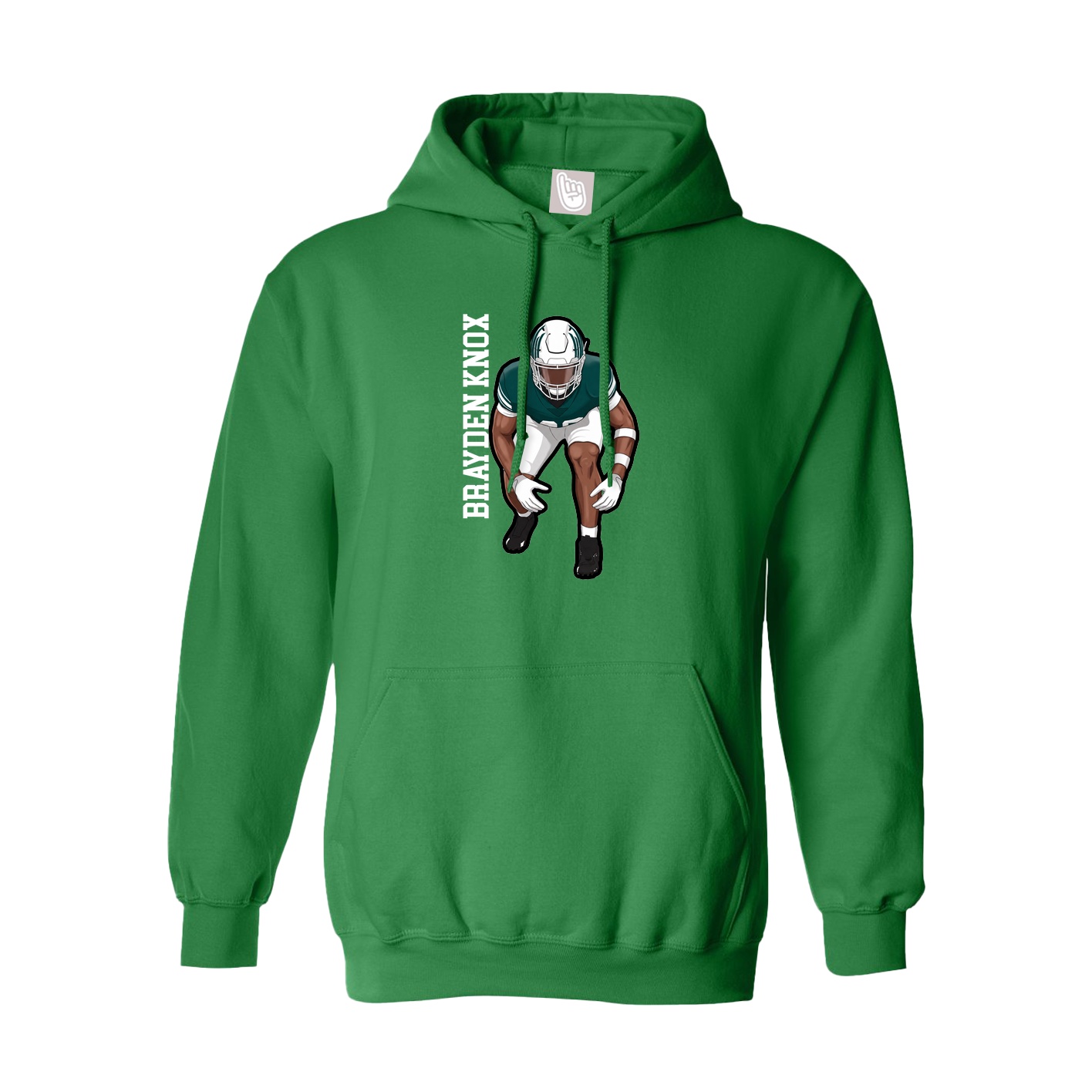Youth Hoodie — Name Vertical in Green