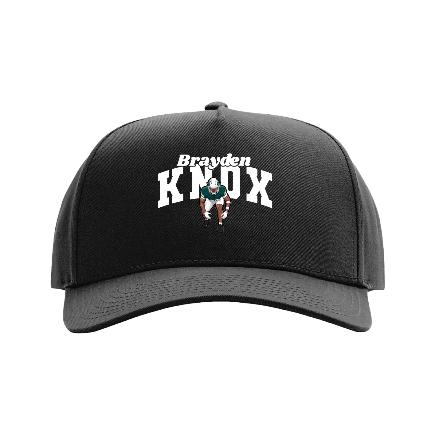 Full Fabric Five-Panel Champ Cap — Signature Arch in Black